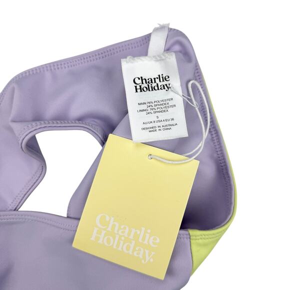 NWT CHARLIE HOLIDAY Romi Colorblock Bikini Bandeau Sz 4 Multicolor - Picture 8 of 9